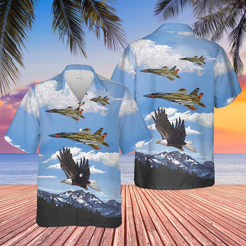 US Air Force Oregon Air National Guard F-15C Eagle "Kingsley" Hawaiian Shirt