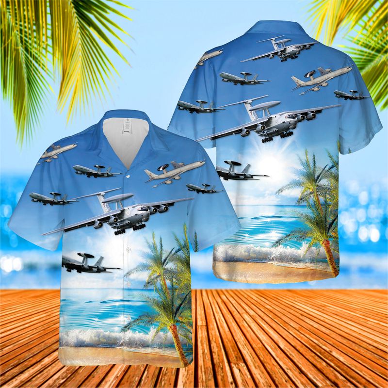 Boeing E-3 Sentry Blue Hawaiian Shirt