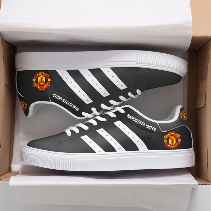 Manchester United Gray And White Stan Smith Low Top Shoes