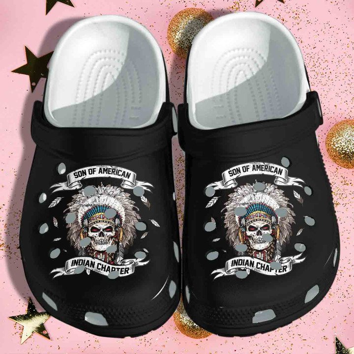 Skull Son Of American Indian Chapter Crocs Crocband Clogs
