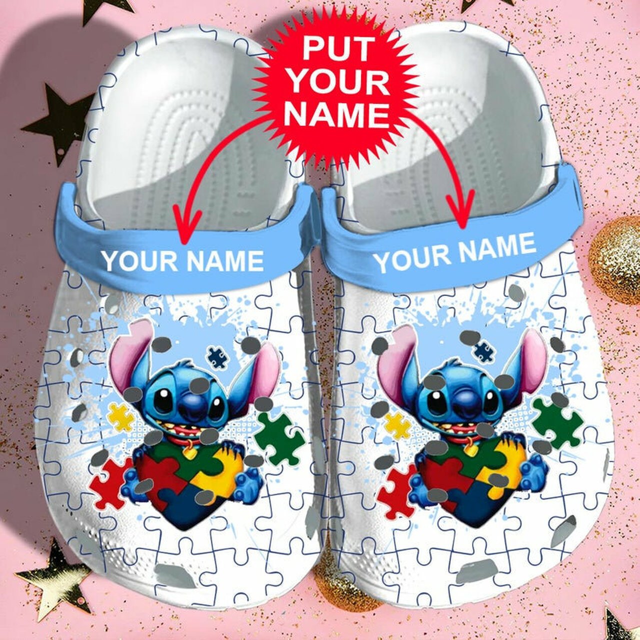 Personalized Stitch Autism Crocs Crocband Clog Shoes
