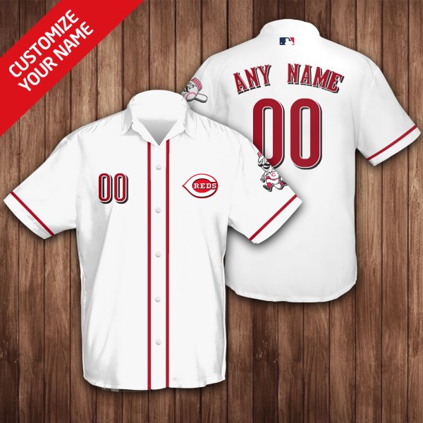 MLB Cincinnati Reds White Personalized Hawaiian Shirt