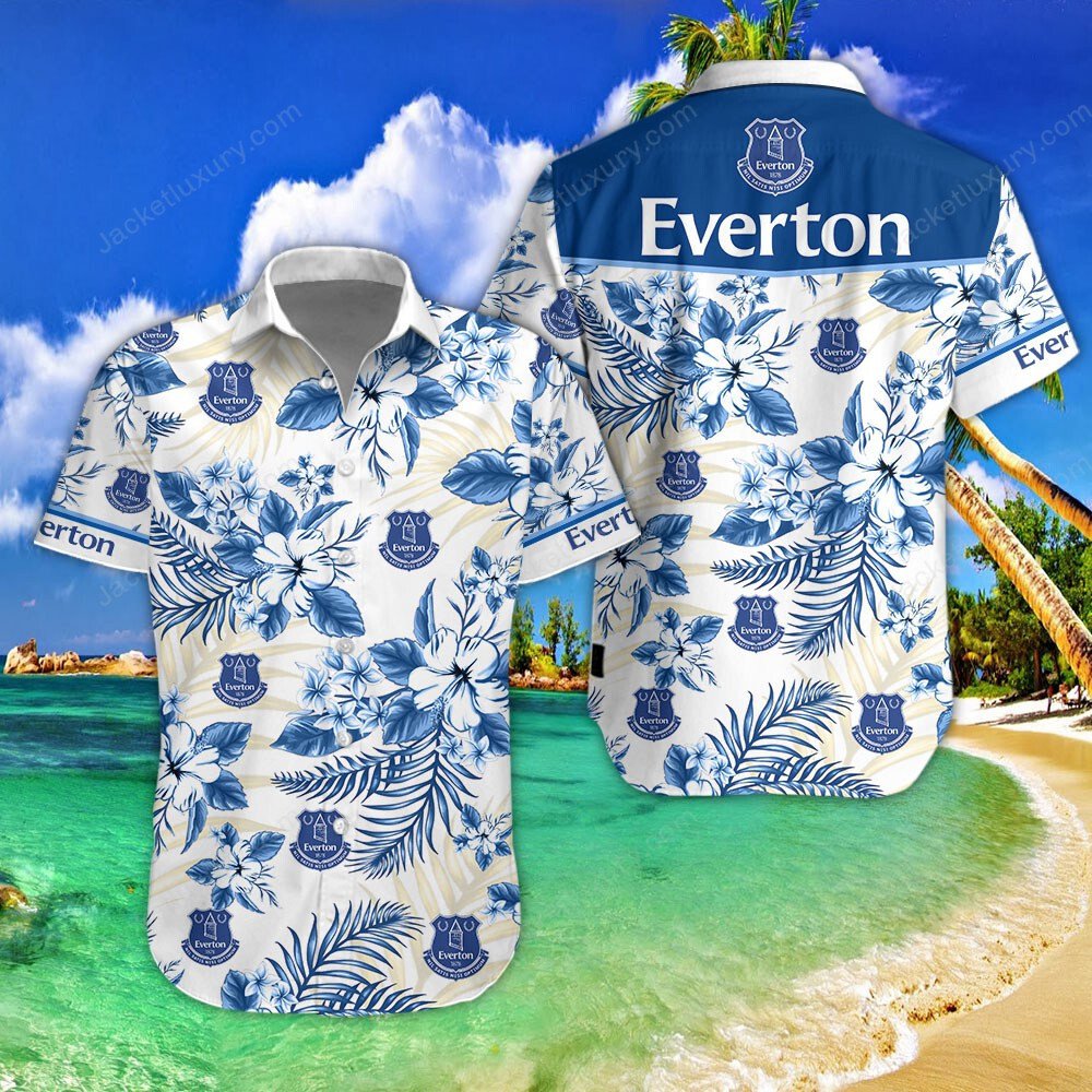Everton FC blue 2022 tropical summer hawaiian shirt