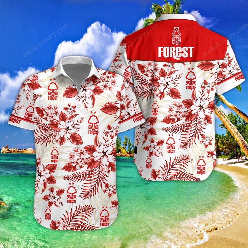 Nottingham Forest FC red white 2022 tropical summer hawaiian shirt