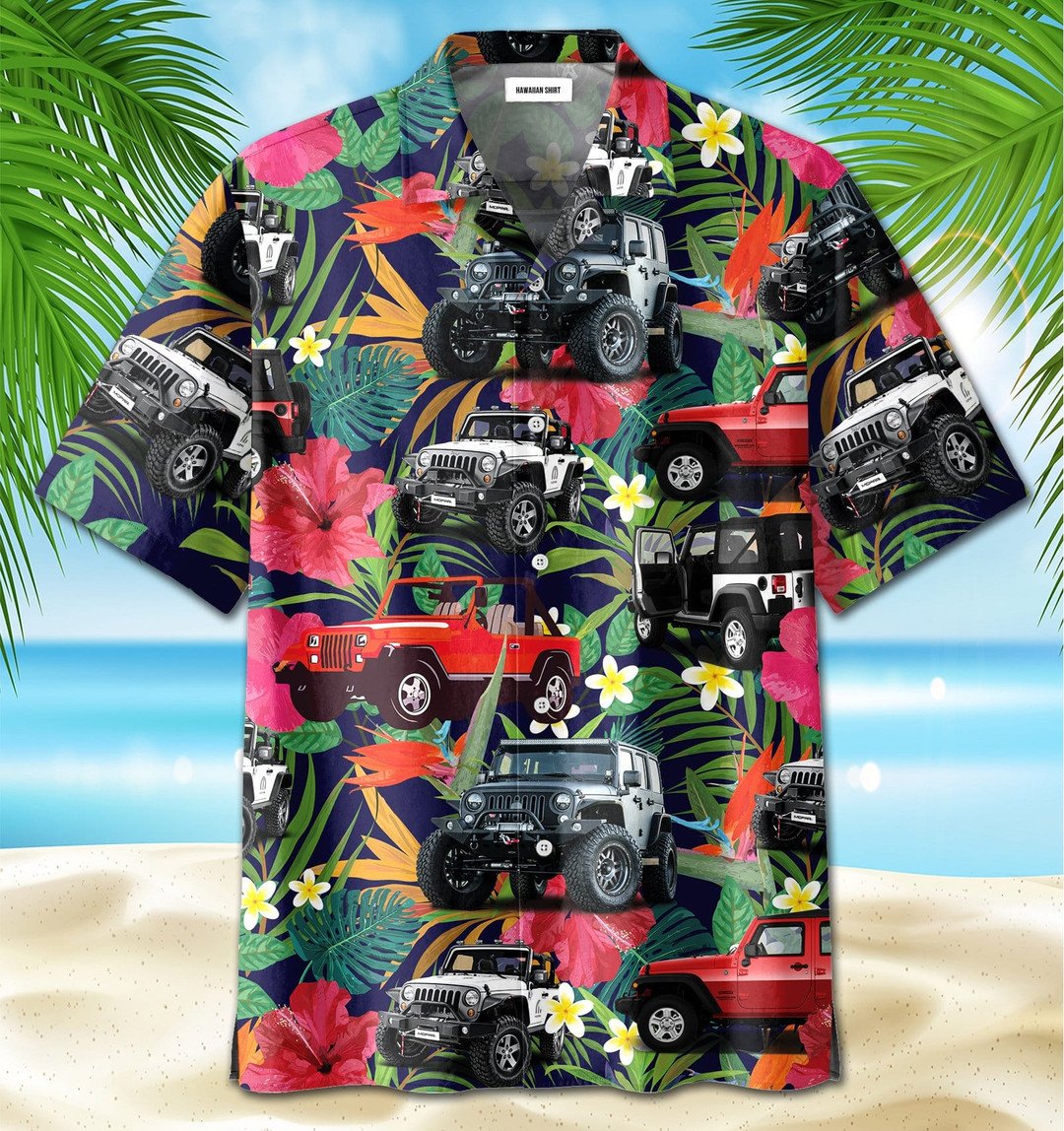 Colorful Jeep Cars Tropical Summer Vintage Hawaiian Shirts