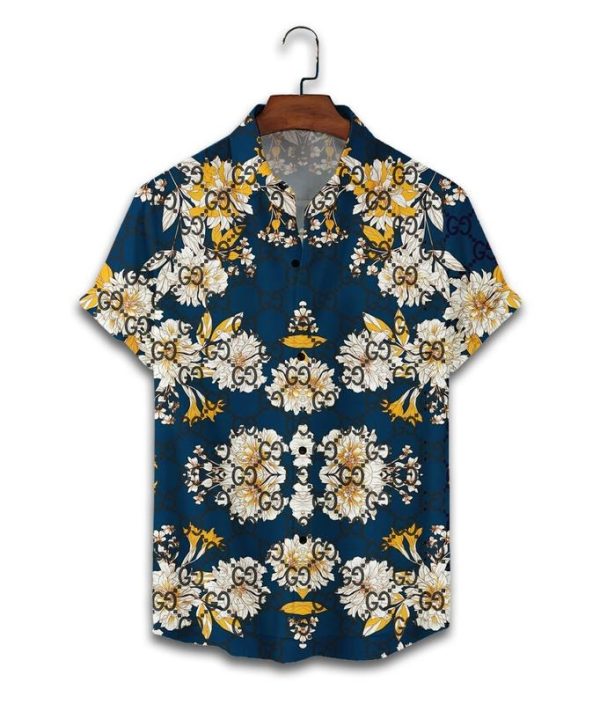 Gucci floral dark blue hawaiian shirt and short