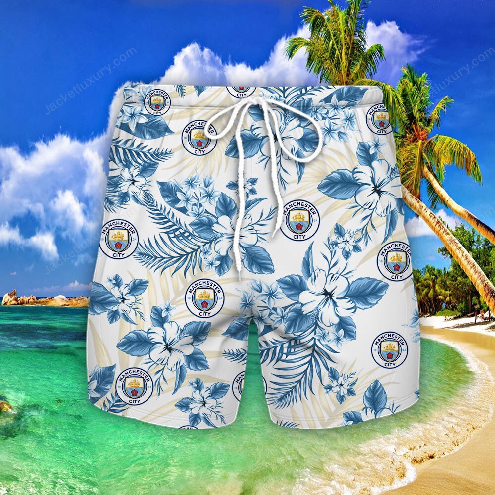 Manchester City FC blue 2022 tropical summer hawaiian shirt