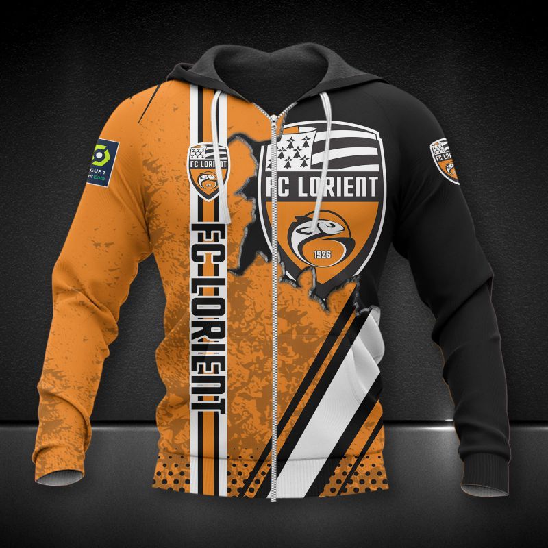FC Lorient black yellow 3d all over printed hoodie