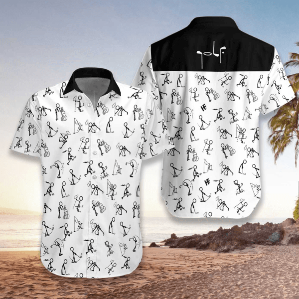 Stickfigures Playing Golf Hawaiian Shirt