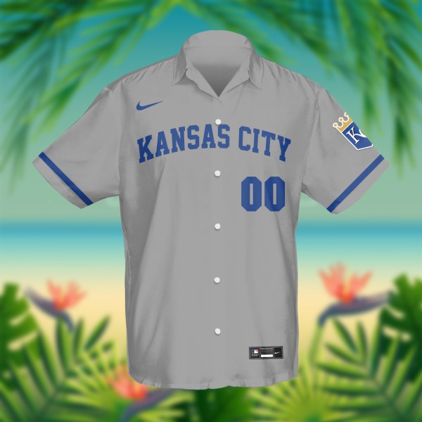 Kansas City Royals MLB Grey Personalized Hawaiian Shirt