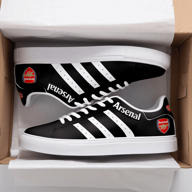 Arsenal Black White 3d Over Printed Stan Smith Shoes