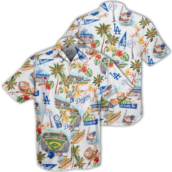 Los Angeles Dodgers MLB Logo Pattern Summer Hawaiian Shirt