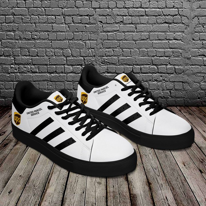 United Parcel Service Black And White Stan Smith Low Top Shoes