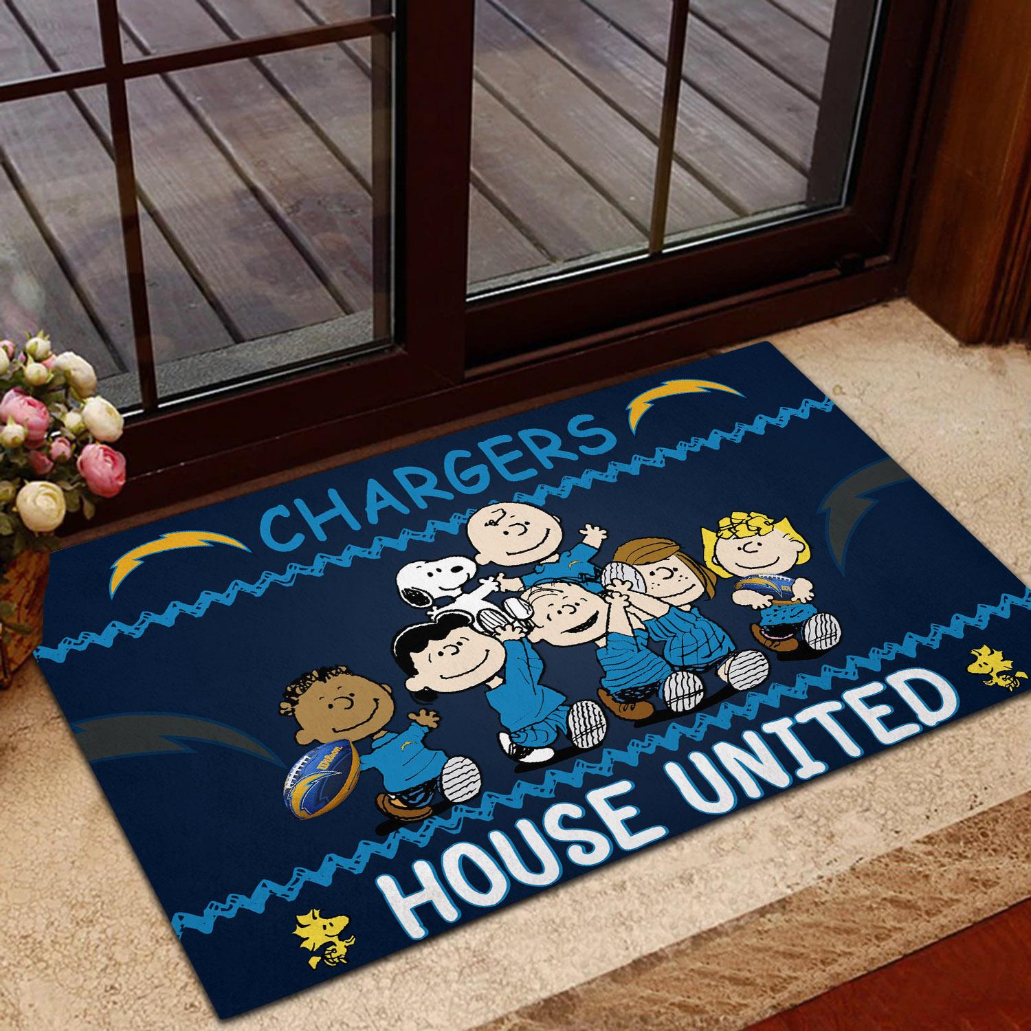 Los Angeles Chargers Peanuts House United Doormat