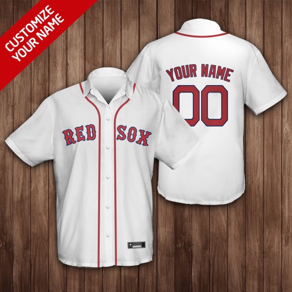 Boston red sox MLB Custom Name White Hawaiian Shirt