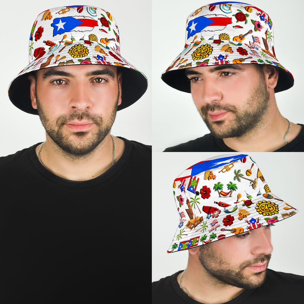 Puerto Rico Flag Symbols Bucket Hat Cap