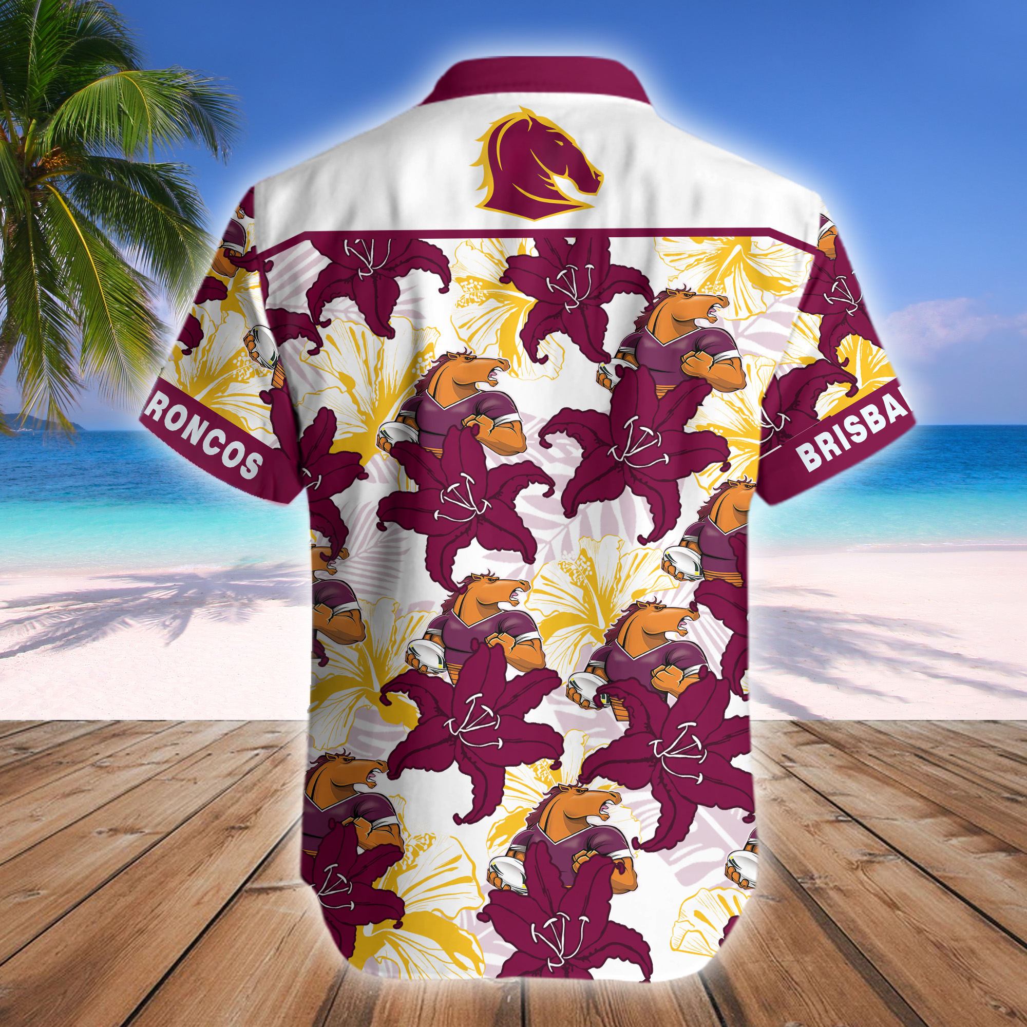 Brisbane Broncos NRL Mascot Hawaiian Shirt