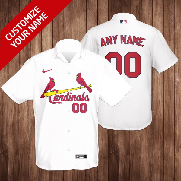 MLB St Louis Cardinals White Personalized Hawaiian Shirt