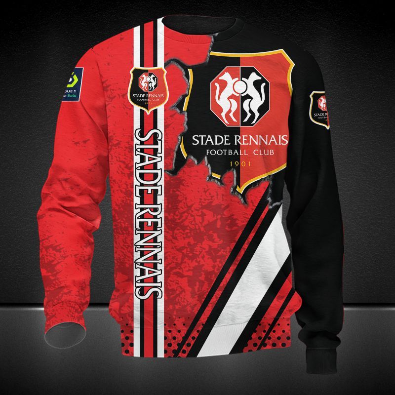 Stade Rennais F.C red black 3d all over printed hoodie