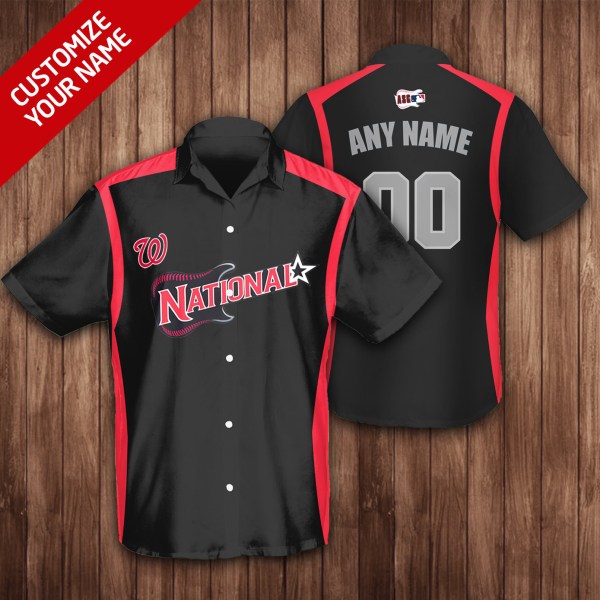 Washington Nationals MLB Black Personalized Hawaiian Shirt