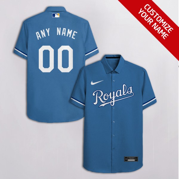 Kansas City Royals MLB Custom Name Blue Hawaiian Shirt