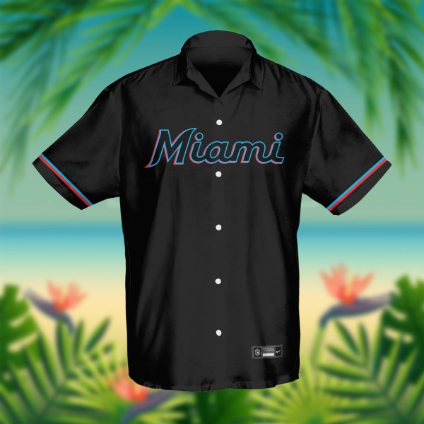 Miami Marlins MLB Black Personalized Hawaiian Shirt