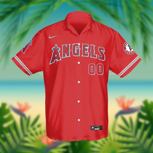 Los Angeles Angels MLB Custom Name Red Hawaiian Shirt