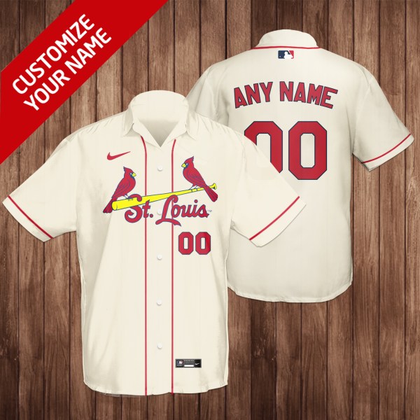 St Louis Cardinals MLB Cream Personalized Hawaiian Shirt