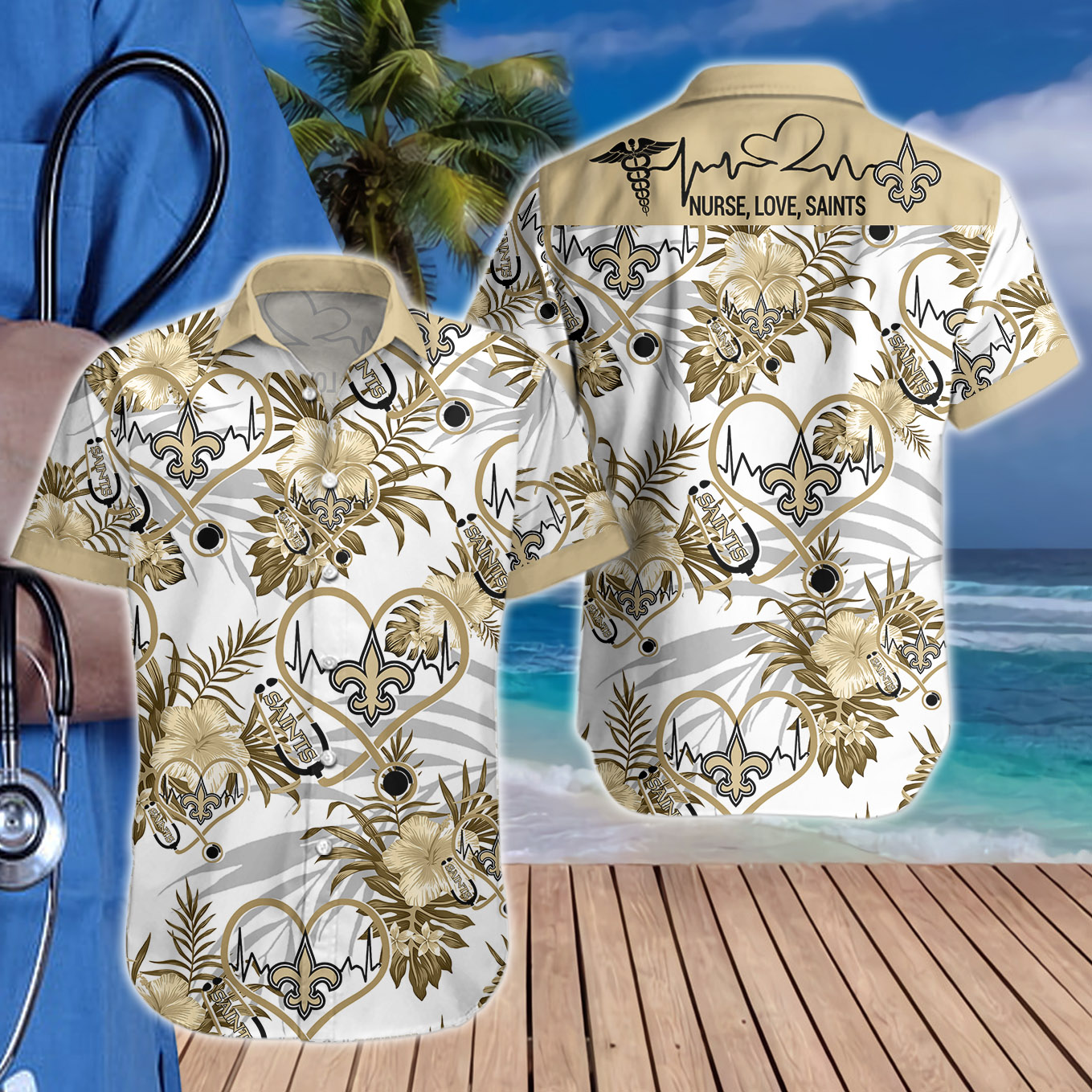 Nurse Love New Orleans Saints Hawaiian shirt