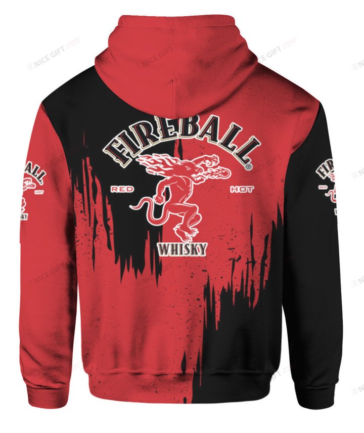 Fireball Whisky Black And Red 3D Hoodie