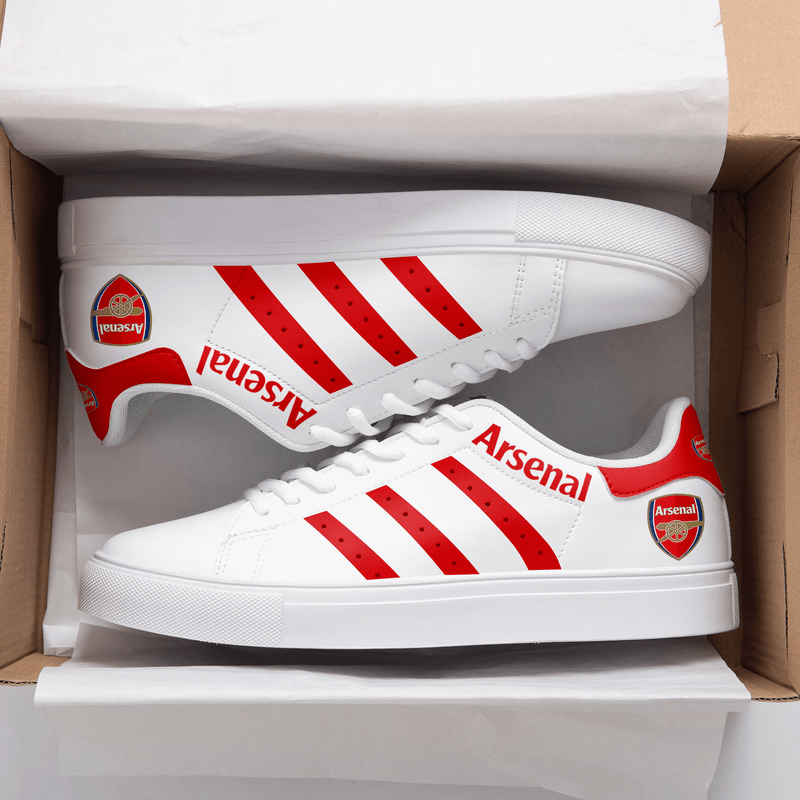 Arsenal White Red 3d Over Printed Stan Smith Shoes