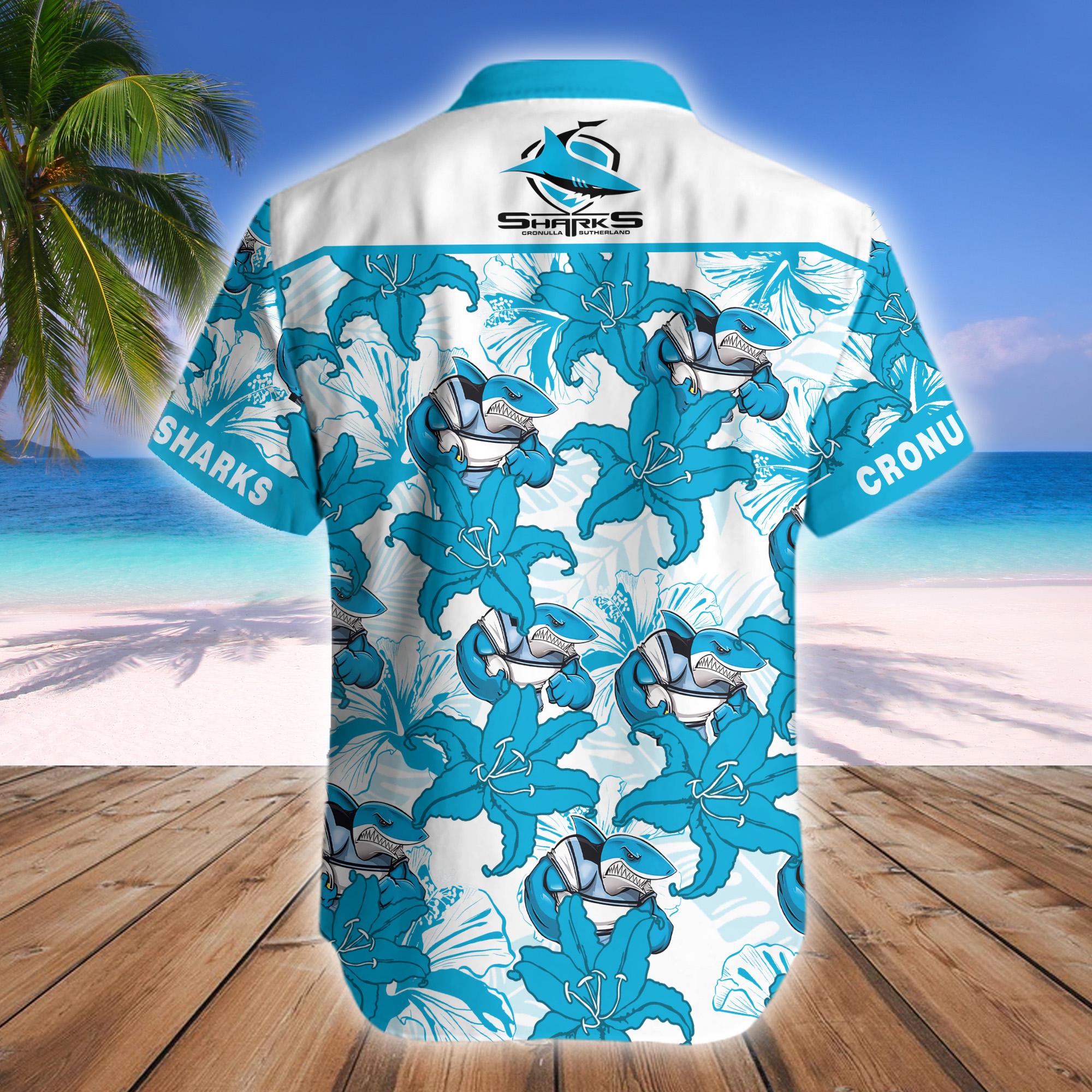 Cronulla Sharks Mascot NRL Hawaiian Shirt