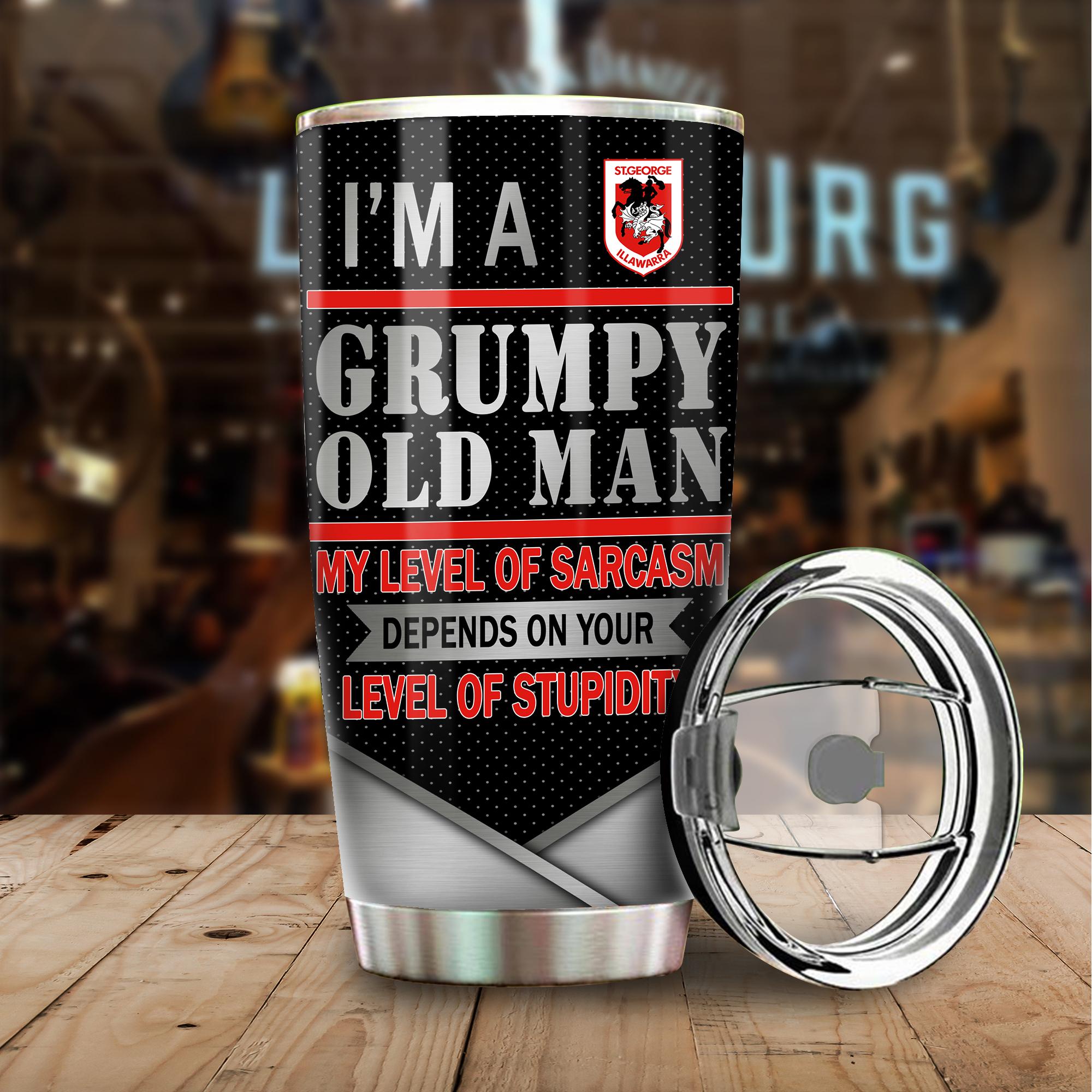 St. George Illawarra Dragons I'm A Grumpy Old Man Custom Name Tumbler Cup