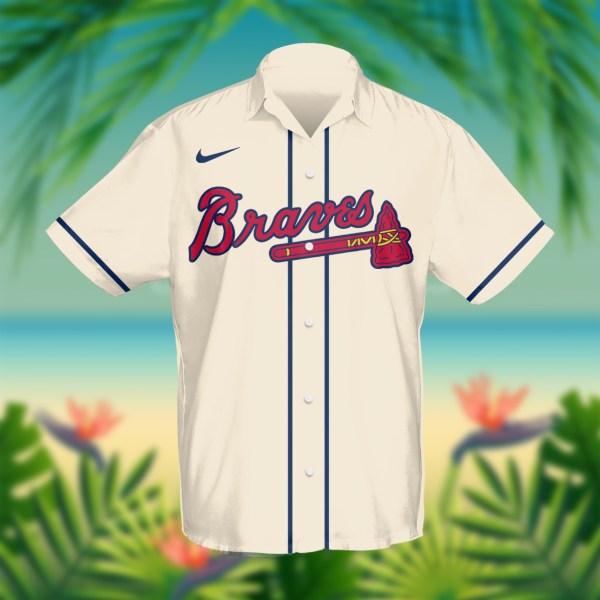 Atlanta Braves MLB Cream Personalized Hawaiian Shirt