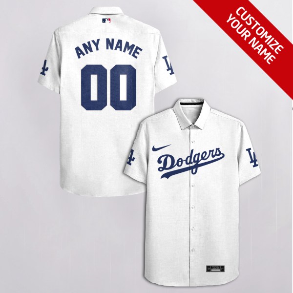 MLB Personalized Los Angeles Dodgers Gray Hawaiian Shirt
