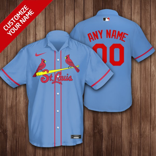 St Louis Cardinals MLB Blue Personalized Hawaiian Shirt