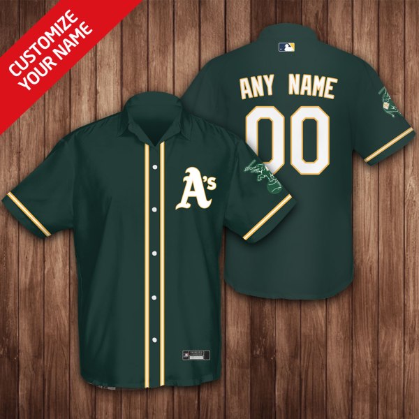 MLB Oakland Athletics Custom Name Green Hawaiian Shirt