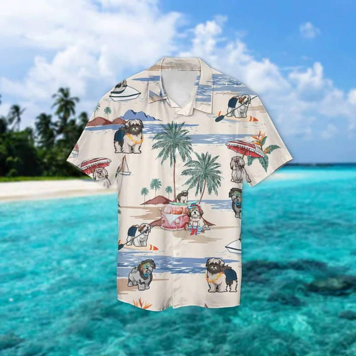 Lhasa Apso Summer Beach Aloha Hawaiian Shirt