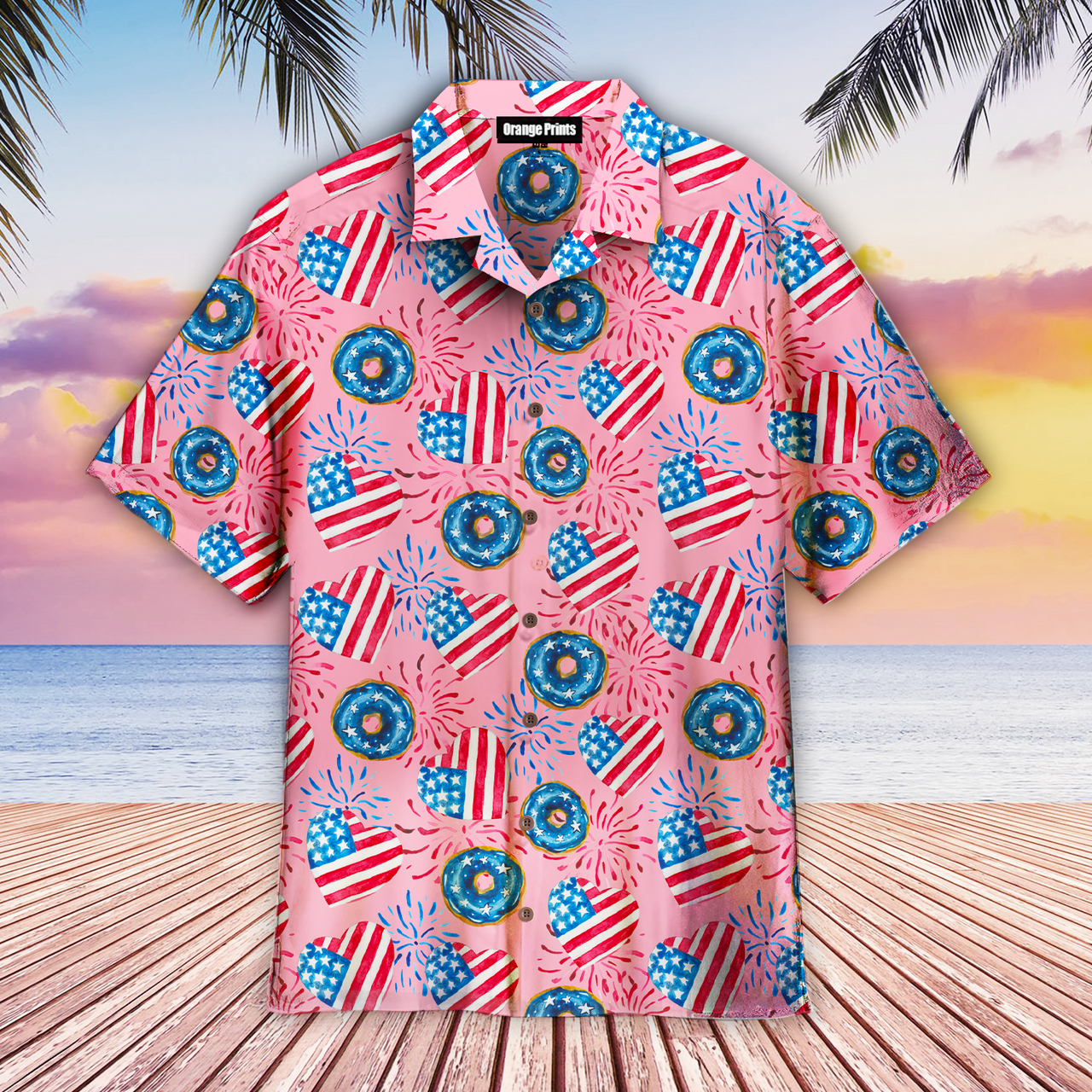 4th Of July Love American Donuts Hawaiian Shirt