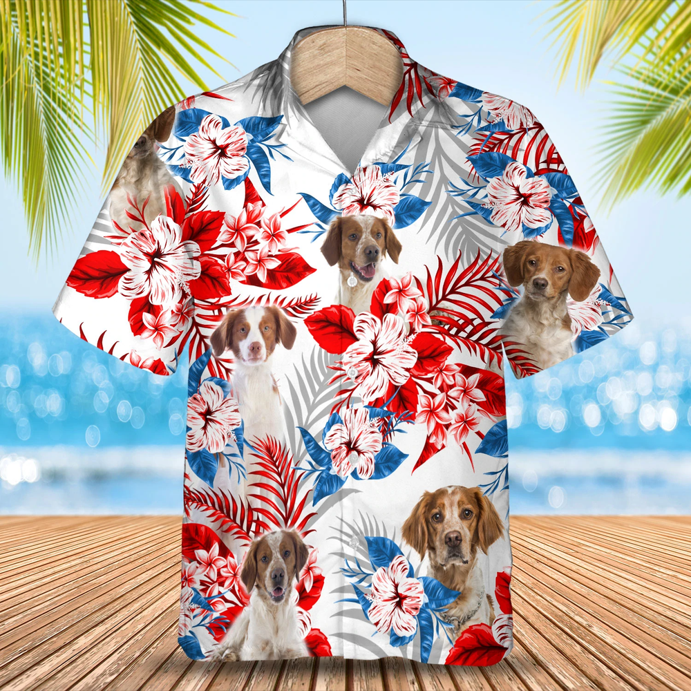 Brittany Flower American Flag Hawaiian Shirt