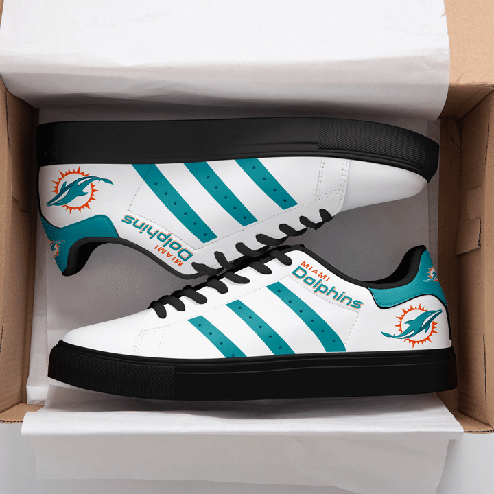 Miami Dolphins Blue And White Stan Smith Low Top Shoes