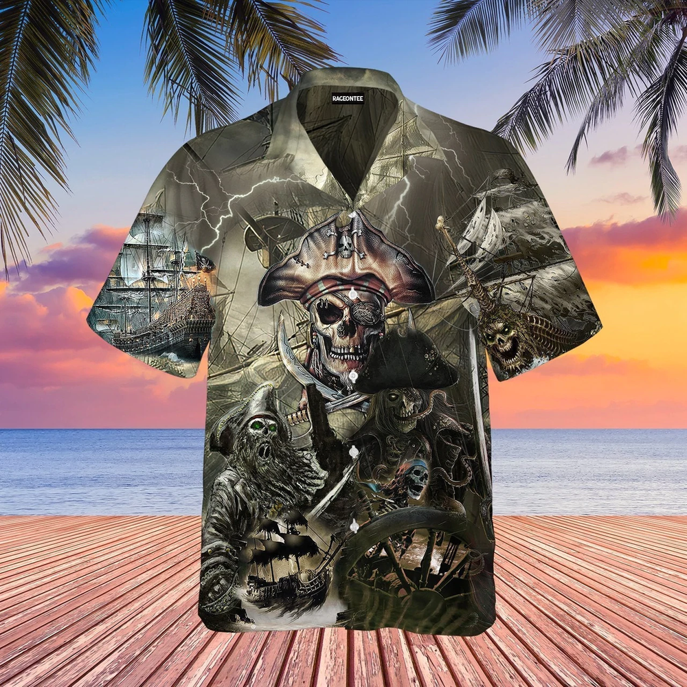Caribbean Skull Pirate Hawaiian Shirt