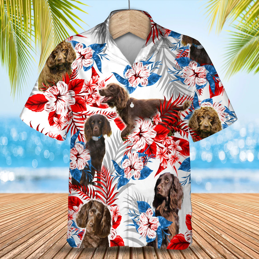 Boykin Spaniel Flower American Flag Hawaiian Shirt