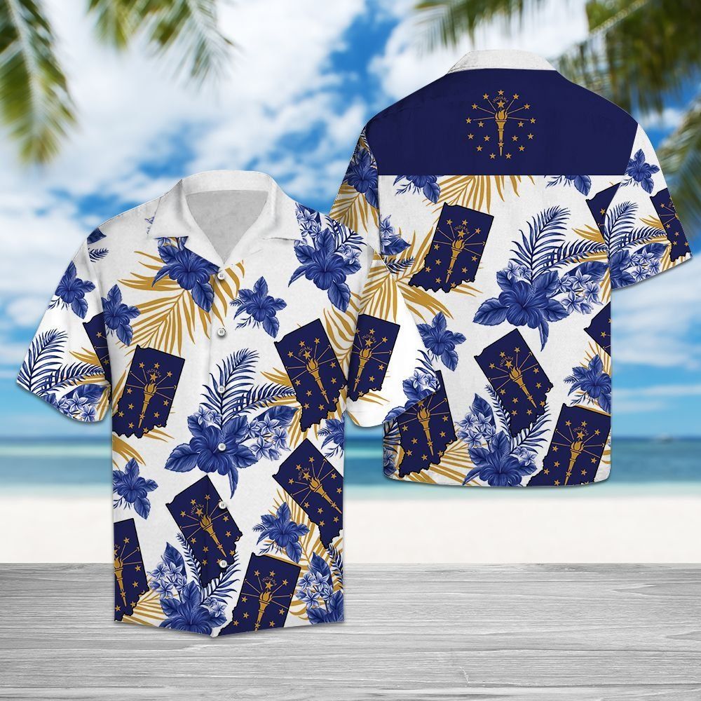 Indiana Proud HIbicus Hawaiian Shirt