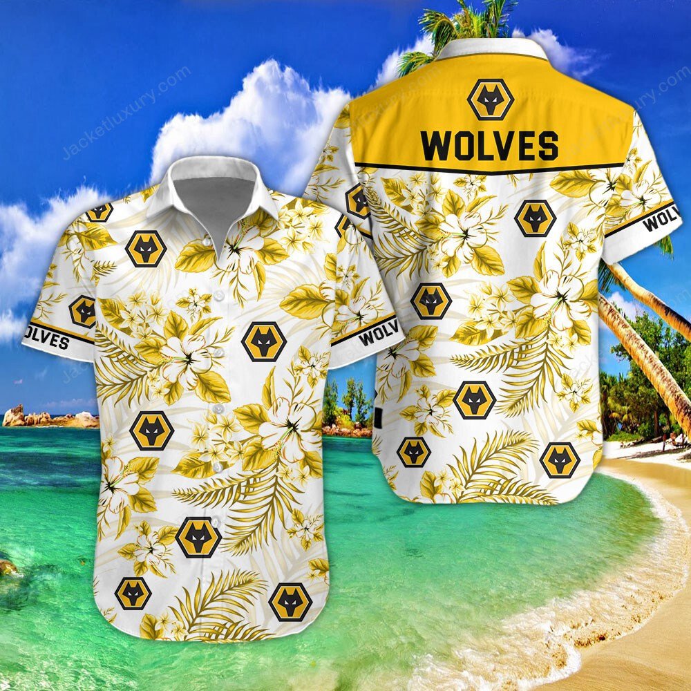 Wolverhampton Wanderers FC yellow 2022 tropical summer hawaiian shirt
