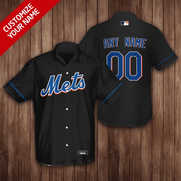 New York Mets MLB Black Personalized Hawaiian Shirt