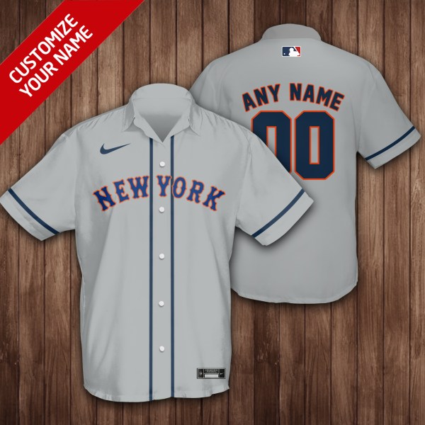 New York Mets MLB Grey Personalized Hawaiian Shirt