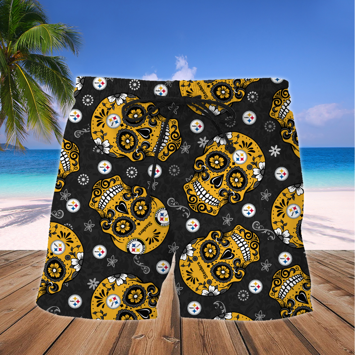 Pittsburgh Steelers Skull Hawaiian Shirt And Short