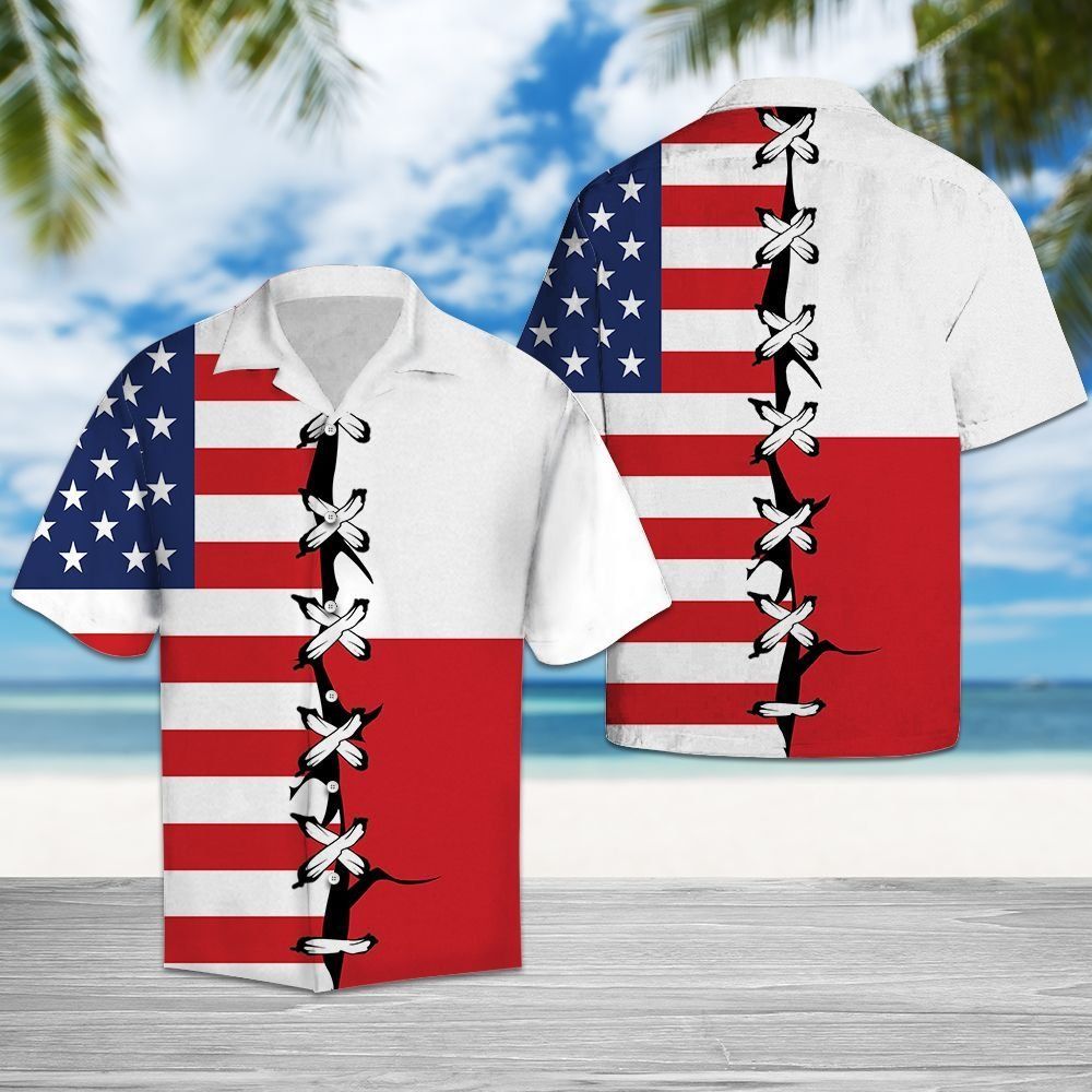 Poland Root American Flag Hawaiian Shirt
