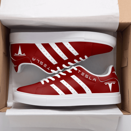 TESLA Red And White Stan Smith Low Top Shoes